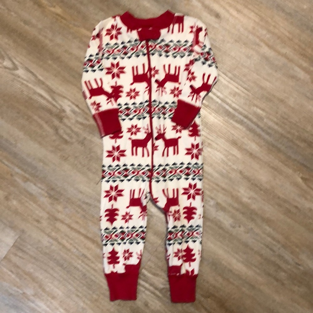 Hanna Andersson Dear Deer baby zip up sleeper pajamas, size 12-18 months.